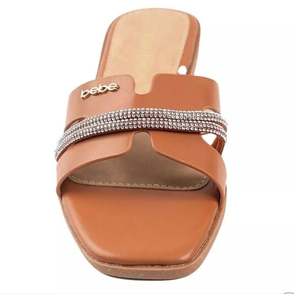 BRAND NEW BEBE WOMEN'S RHINESTONE SLIDE WITH SILVER CHAIN ACCENT - Picture 9 of 16